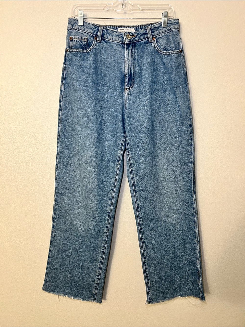 Garage Denim Wide Leg Jeans Light Wash Raw Hem Y2K Size 9/29